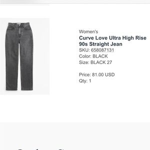 Curve love ultra high rise black Abercrombie Jeans size 27